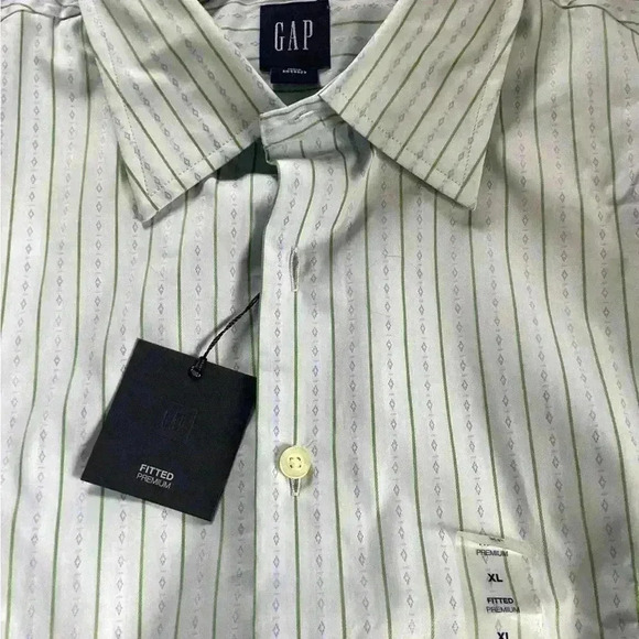 GAP GREEN& blue striped Button Down Long Sleeve dress shirt Size XL NWT - Picture 7 of 7